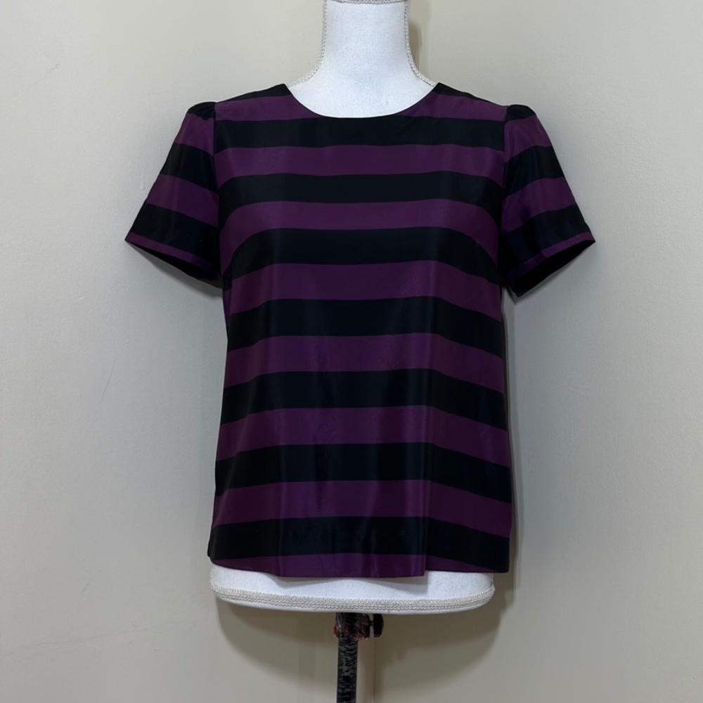 Nordstrom | Pleione Purple Black Stripe Top Size XS
